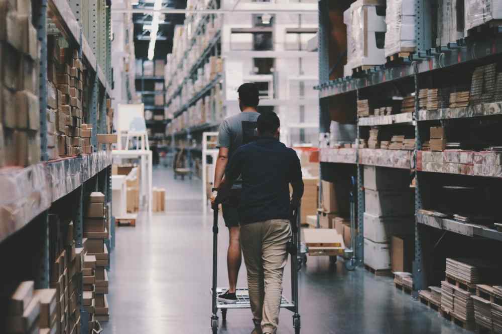 A warehouse of 3d printed objects showing plastic product distribution