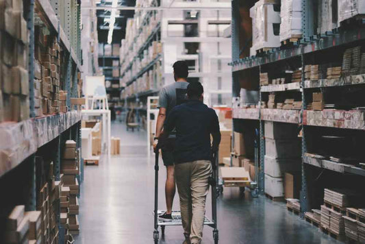 A warehouse of 3d printed objects showing plastic product distribution