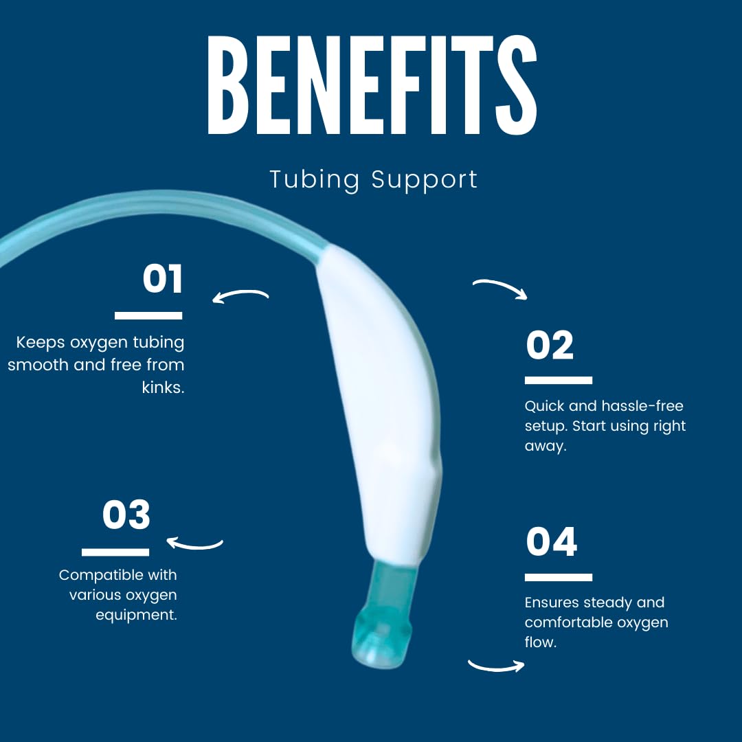 Holder for Oxygen Hose Nebulizer Tubing | Keep Oxygen Hose from Kinking | Easily & Securely Attach to Oxygen Tubing | Made in USA 2 Pack White