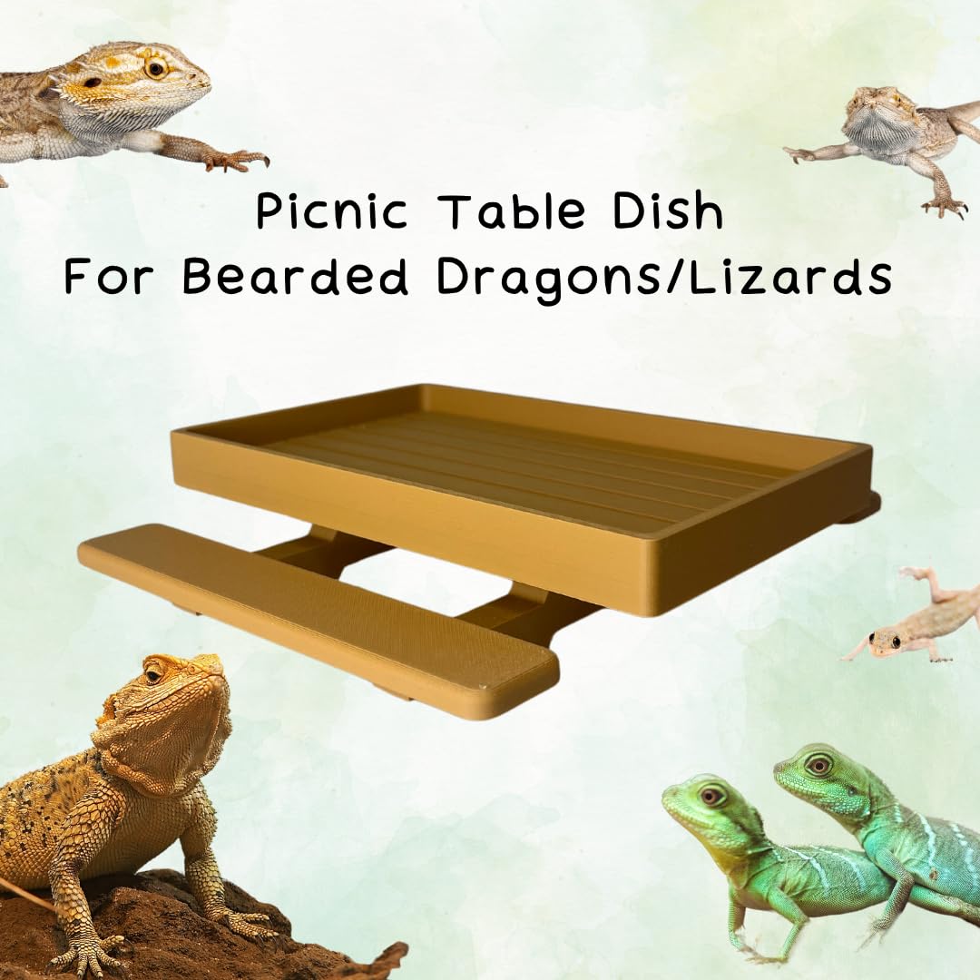 REEFSHAPE Terrarium Picnic Table for Bearded Dragons, Lizards, Geckos, and More! | Platform Accessory for Terrarium Habitats | Made in USA