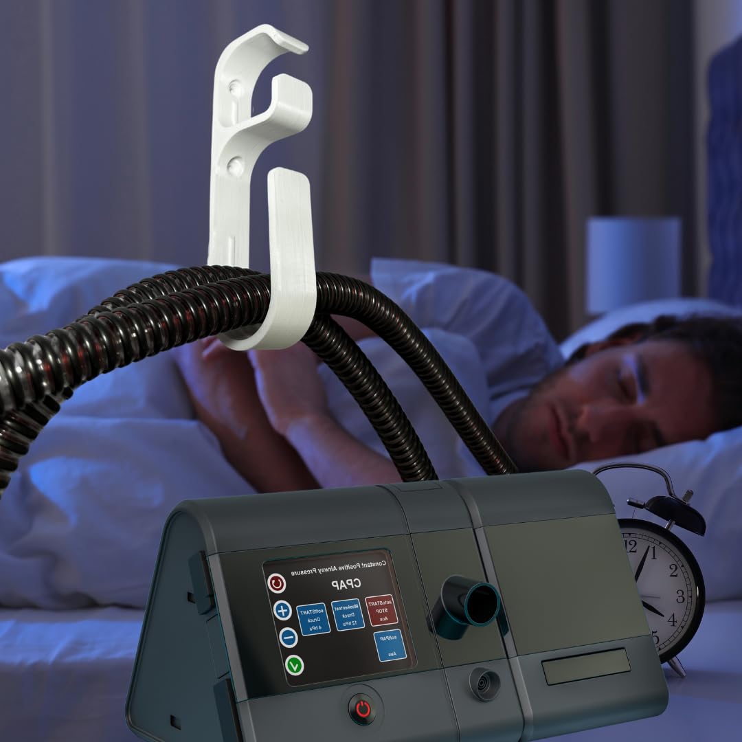 Hose Hanger for CPAP Mask Hook & Tubing | Anti-Slip CPAP Hose Organizer Plus Screw or Adhesive Feature for Better Stability | Prevents Hose Tangle for Better Sleep | Made in USA