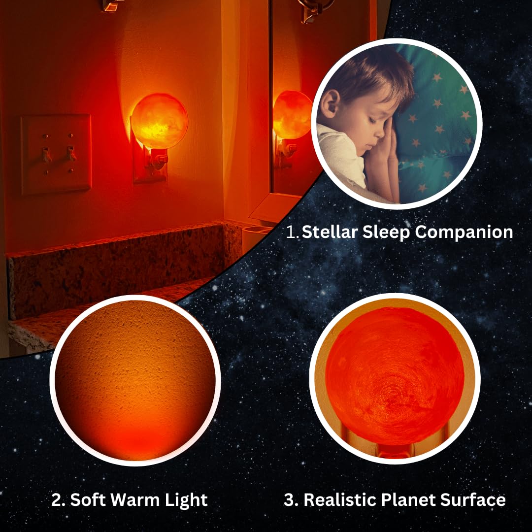 Chatelet Planet Night Light | Translucent Night Light with Accurate Planet Geography | 4" Lithophane Planet Night Lights Perfect for Bedrooms | Made in USA