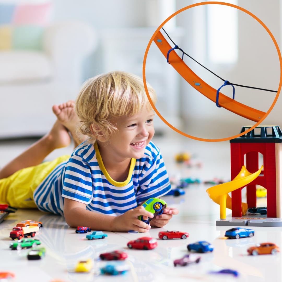 Suspension Bridge Kit Compatible with Hot Wheels Racetracks | 10 Bridge Supports, Rope, and Wall Connectors Included | Made in USA