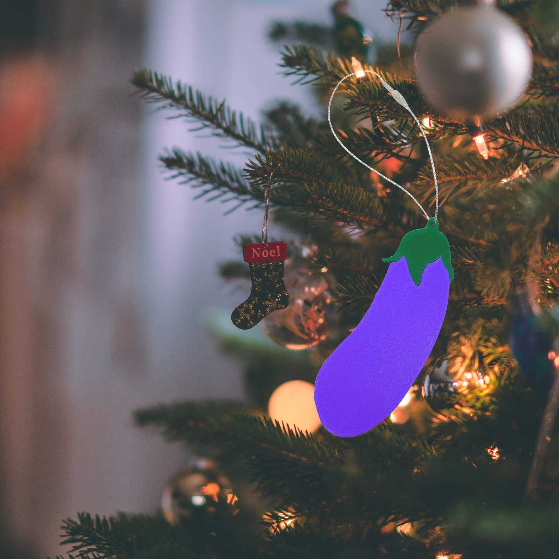 Eggplant Emoji Christmas Ornament - Perfect Holiday Decoration or Gag Gift - Decorate Your Christmas Tree with The Iconic Eggplant Emoji!
