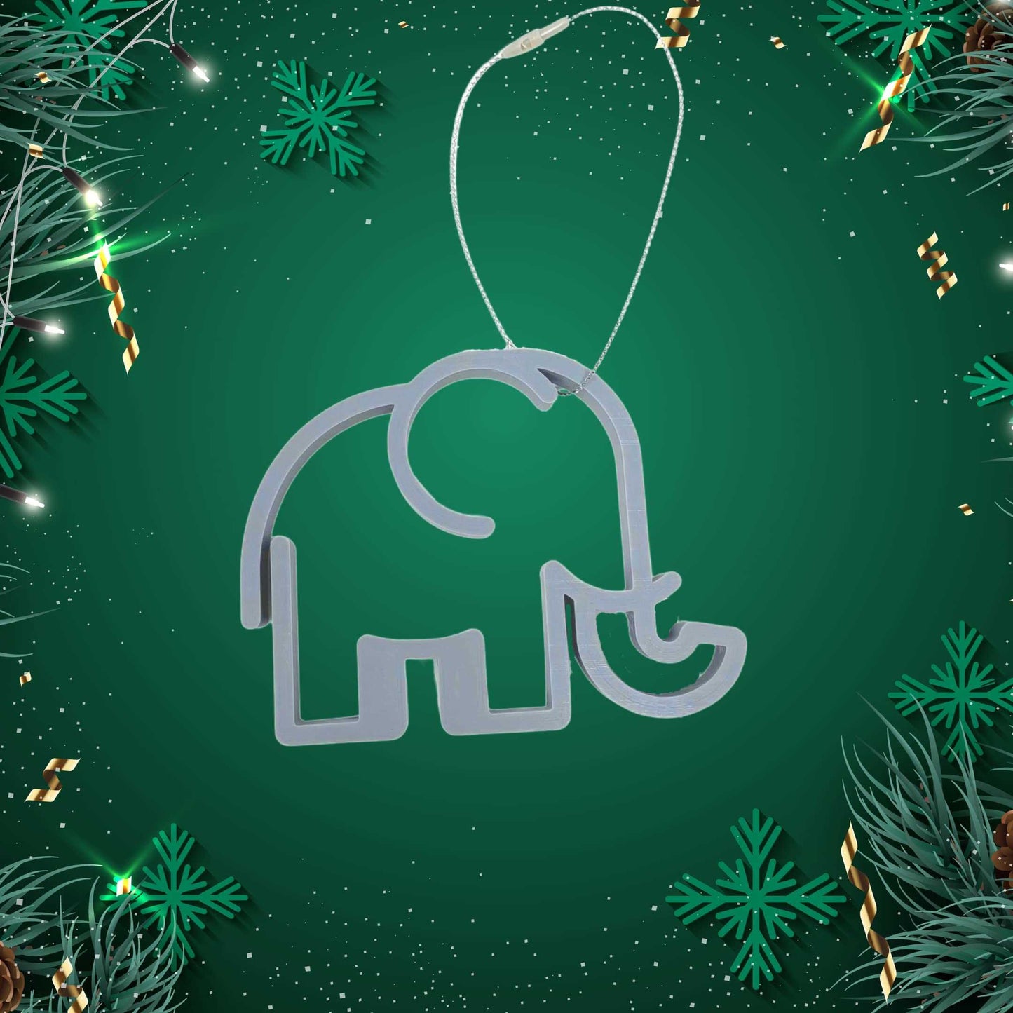 Elephant Christmas Ornament - Decorative Christmas Ornament - Decorative Holiday Ornament - Made in The USA