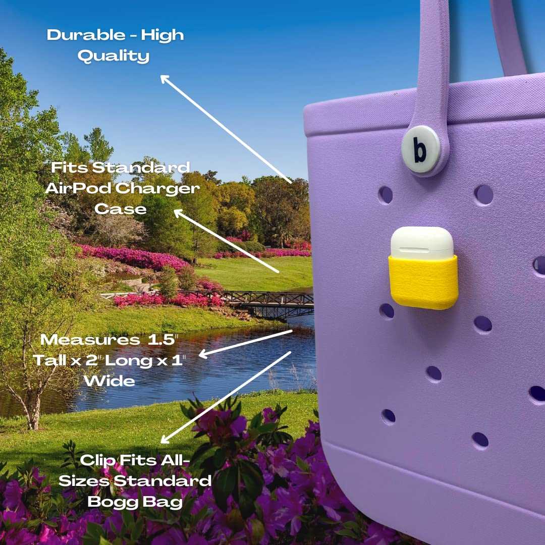 BOGLETS - Case for AirPods Charm Accessory Compatible with Bogg Bags - Keep AirPods Secure & Handy with your Tote Bag - Fits on the Inside or Outside of the Bag