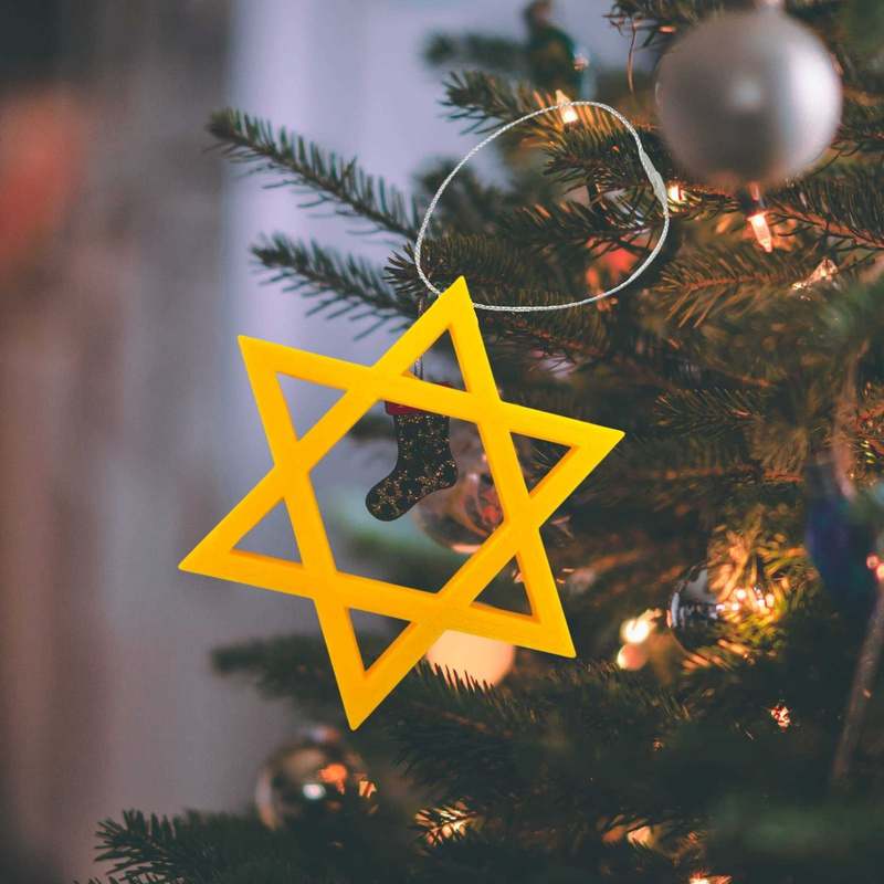 Jewish Star of David Christmas Ornament - Perfect Holiday Decoration or Gift - Decorate Your Christmas Tree! - Made in The US!