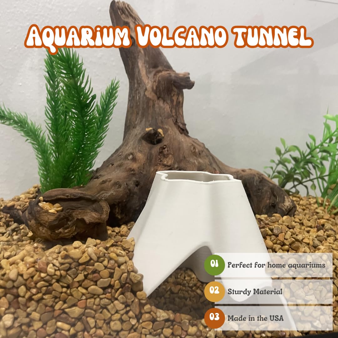 Chatelet REEFSHAPE Aquarium Volcano Tunnel | Perfect for Fish, Shrimp, Loaches, Eels, Amphibians & More | Volcano Fish Hideout | Made in USA