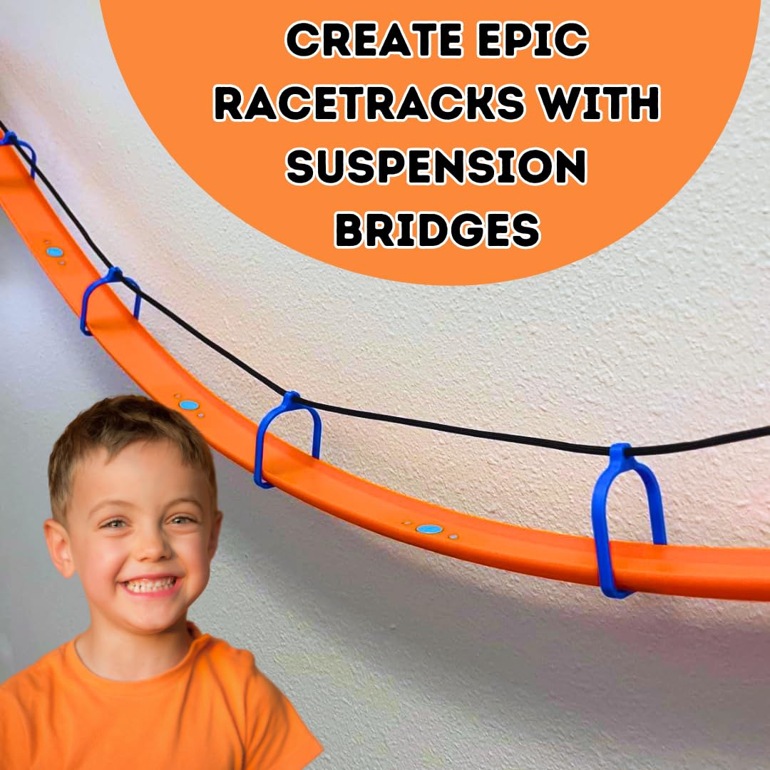 Suspension Bridge Kit Compatible with Hot Wheels Racetracks | 10 Bridge Supports, Rope, and Wall Connectors Included | Made in USA