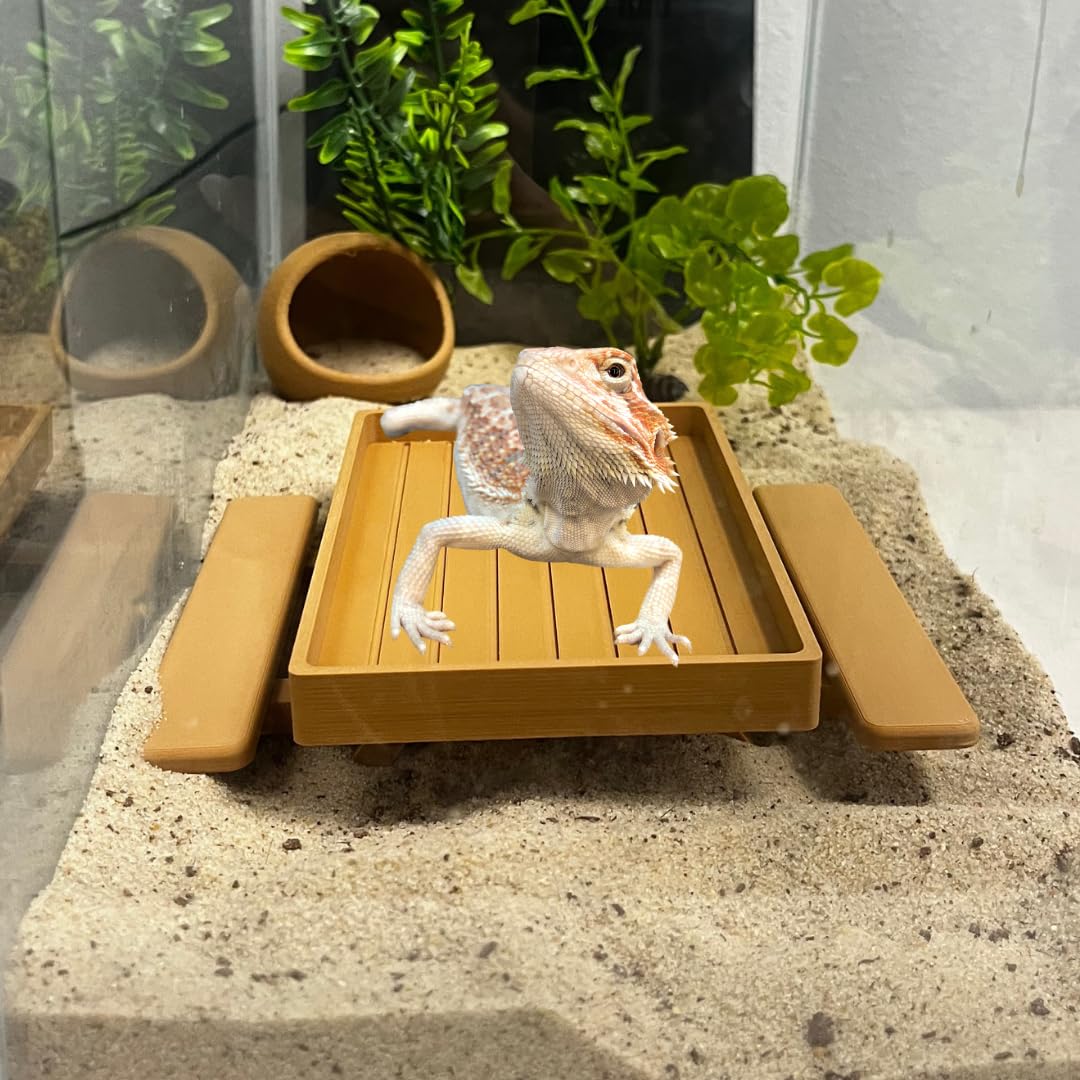 REEFSHAPE Terrarium Picnic Table for Bearded Dragons, Lizards, Geckos, and More! | Platform Accessory for Terrarium Habitats | Made in USA