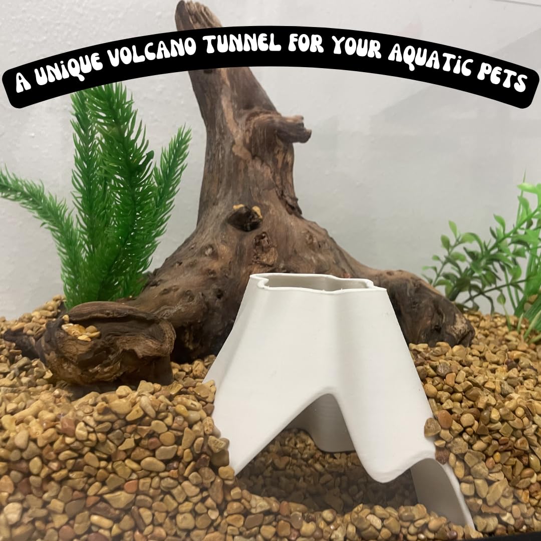 Chatelet REEFSHAPE Aquarium Volcano Tunnel | Perfect for Fish, Shrimp, Loaches, Eels, Amphibians & More | Volcano Fish Hideout | Made in USA