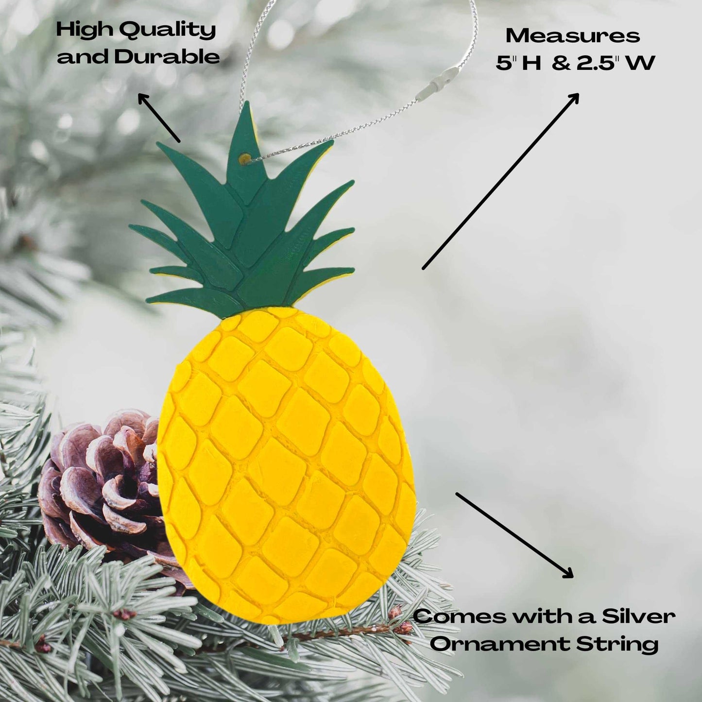 Pineapple Christmas Ornament - Decorative Holiday Ornament - Made in the USA