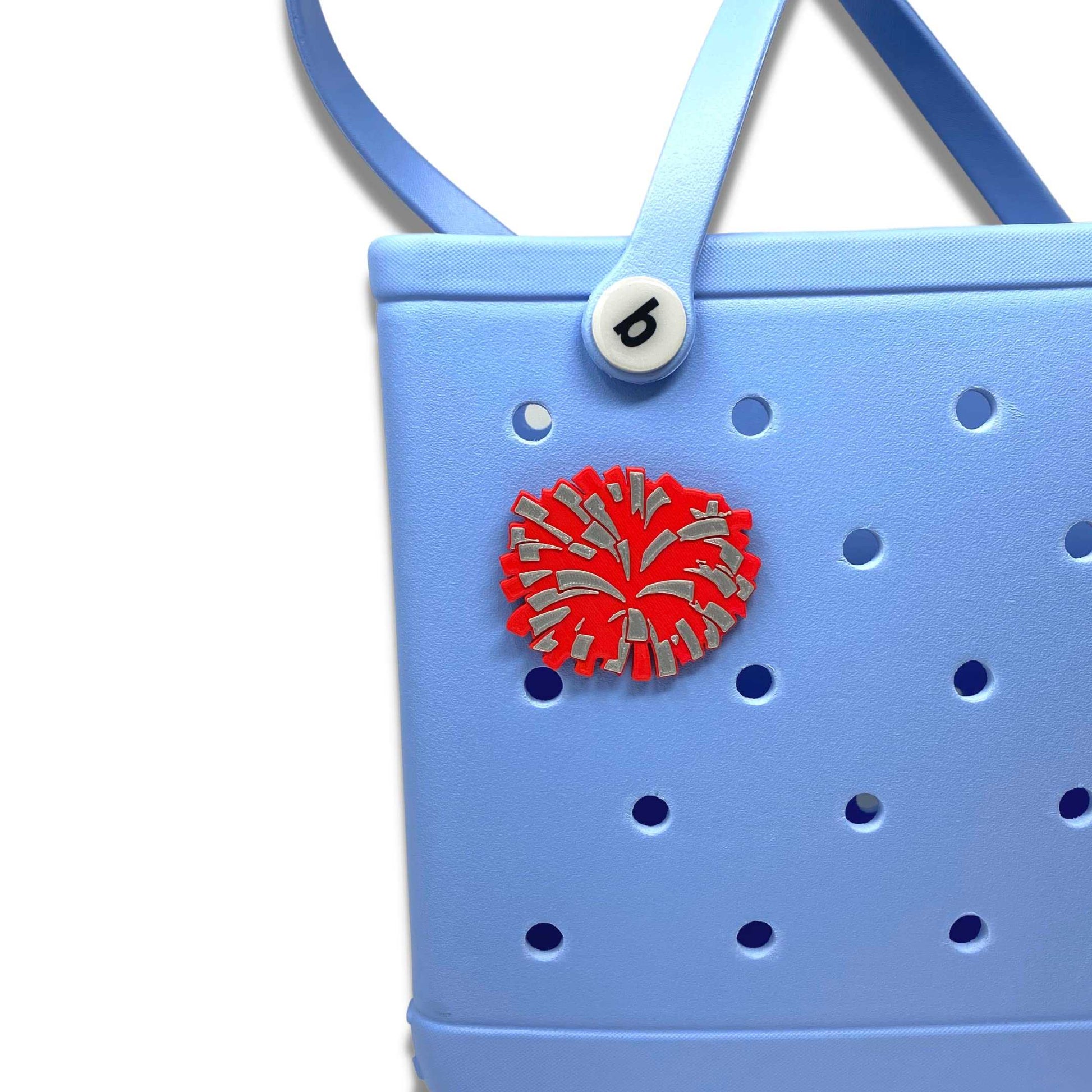 BOGLETS - Cheerleading Charm Compatible with Bogg Bags - Decorative Charm for Bogg Bags & Other Tote Bags Red Pom Pom