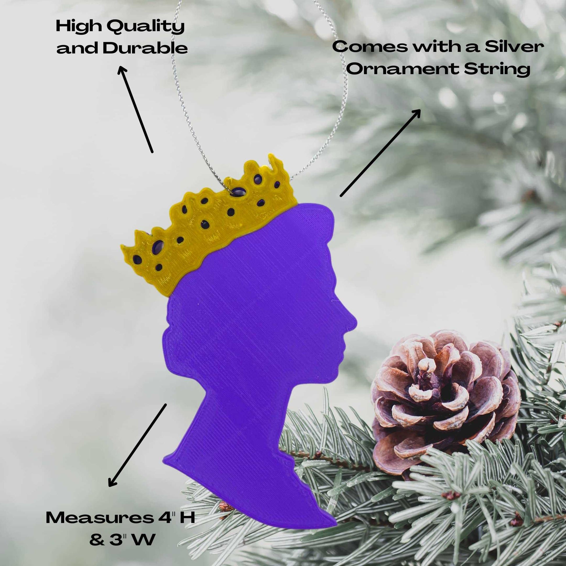 Queen Elizabeth Christmas Ornament - Perfect Holiday Decoration or Gift - Decorate Your Christmas Tree! - Made in The US!