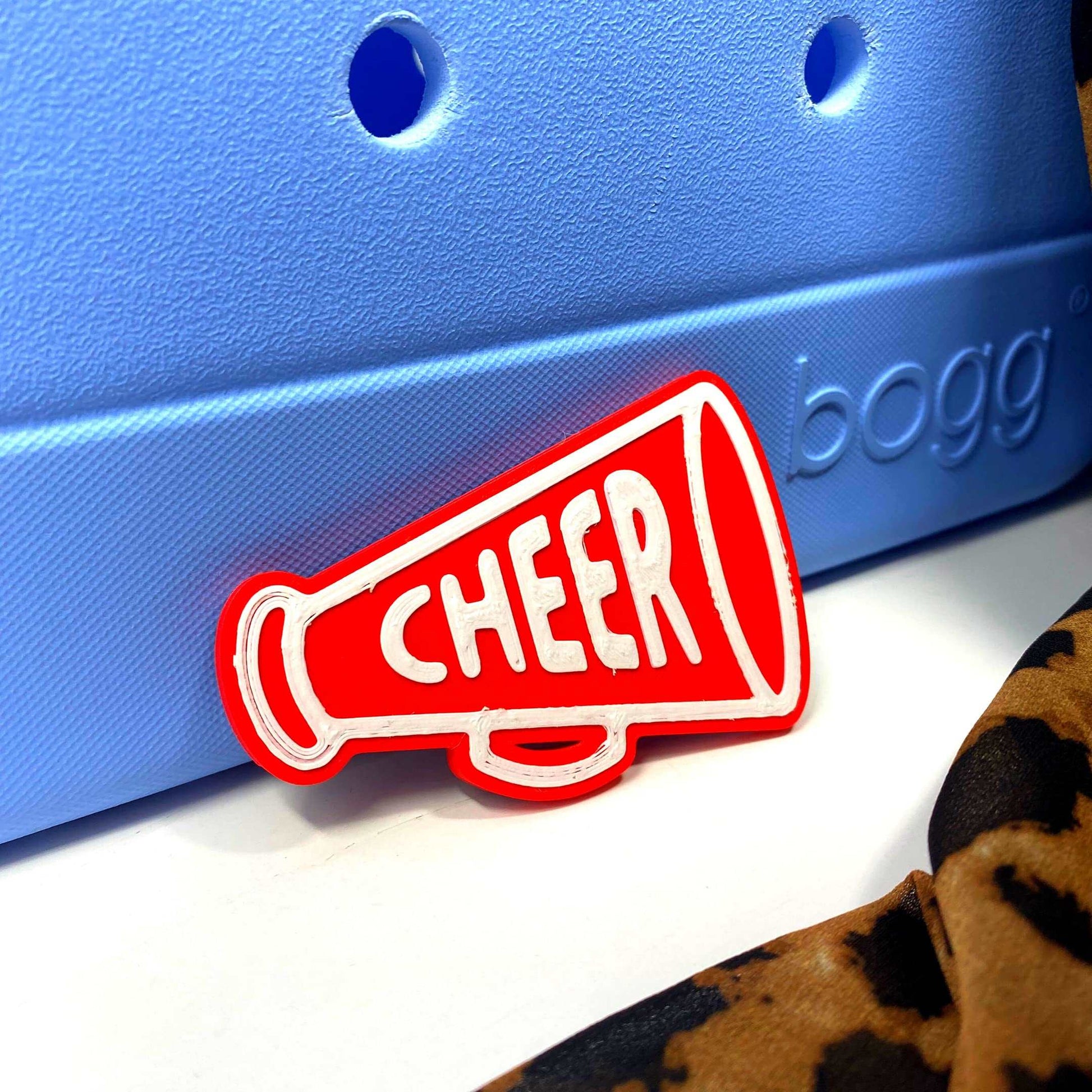 BOGLETS - Cheerleading Charm Compatible with Bogg Bags - Decorative Charm for Bogg Bags & Other Tote Bags Red Megaphone