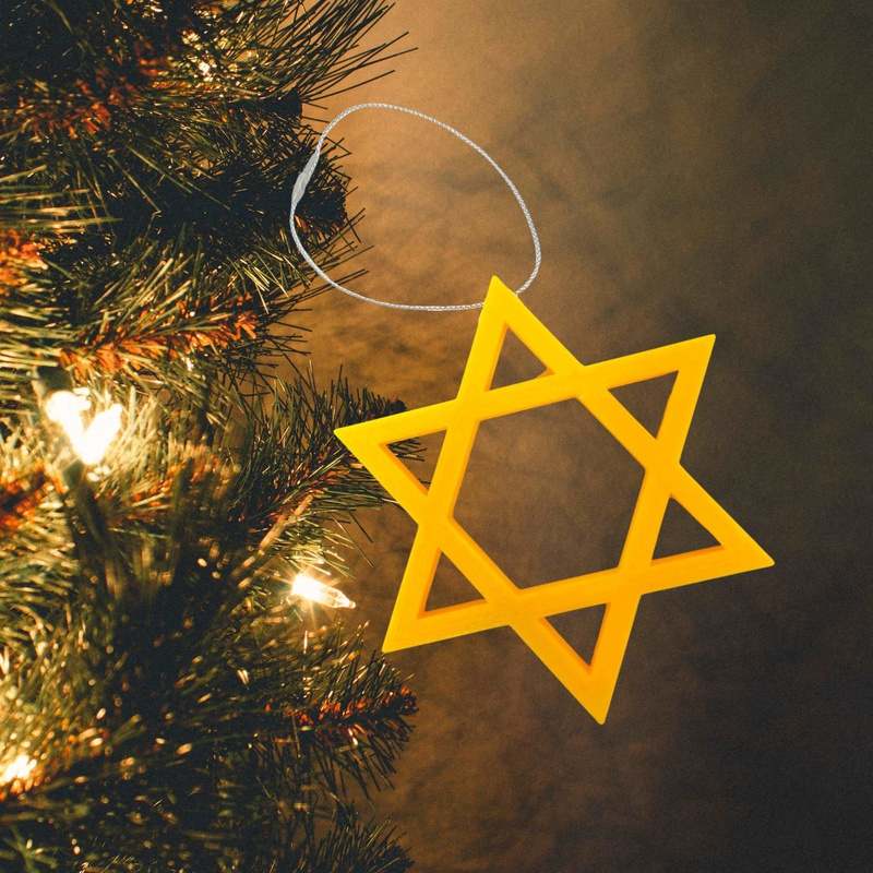 Jewish Star of David Christmas Ornament - Perfect Holiday Decoration or Gift - Decorate Your Christmas Tree! - Made in The US!