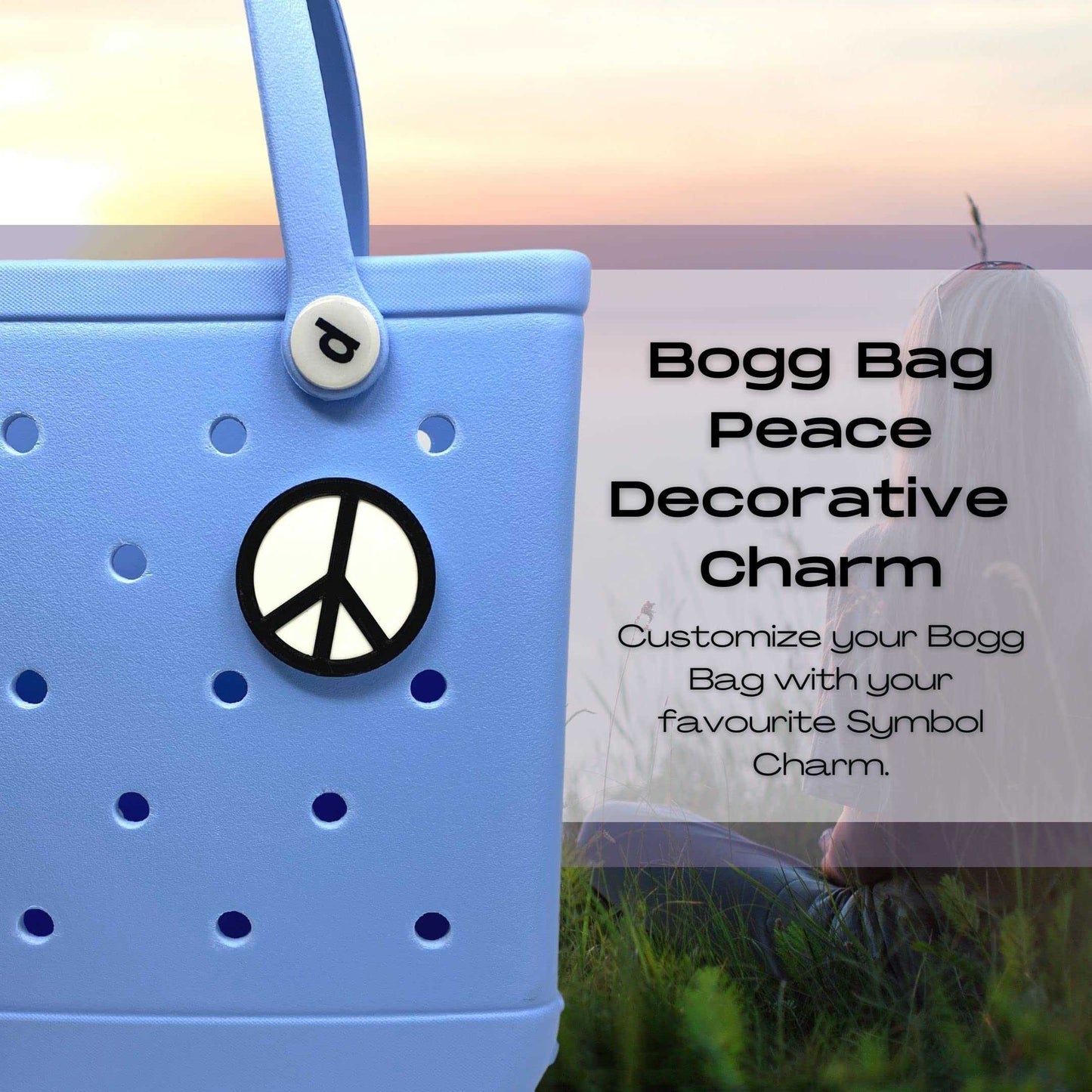 BOGLETS - Peace Sign Charm Compatible with Bogg Bags, Simply Southern and Other Similar Tote Bags.