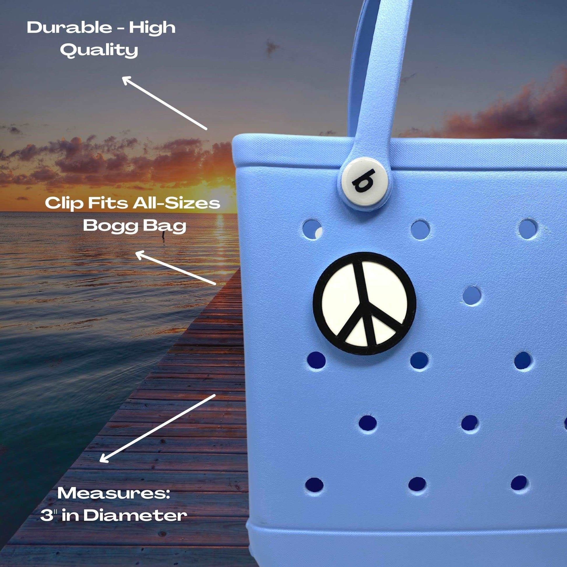 BOGLETS - Peace Sign Charm Compatible with Bogg Bags, Simply Southern and Other Similar Tote Bags.