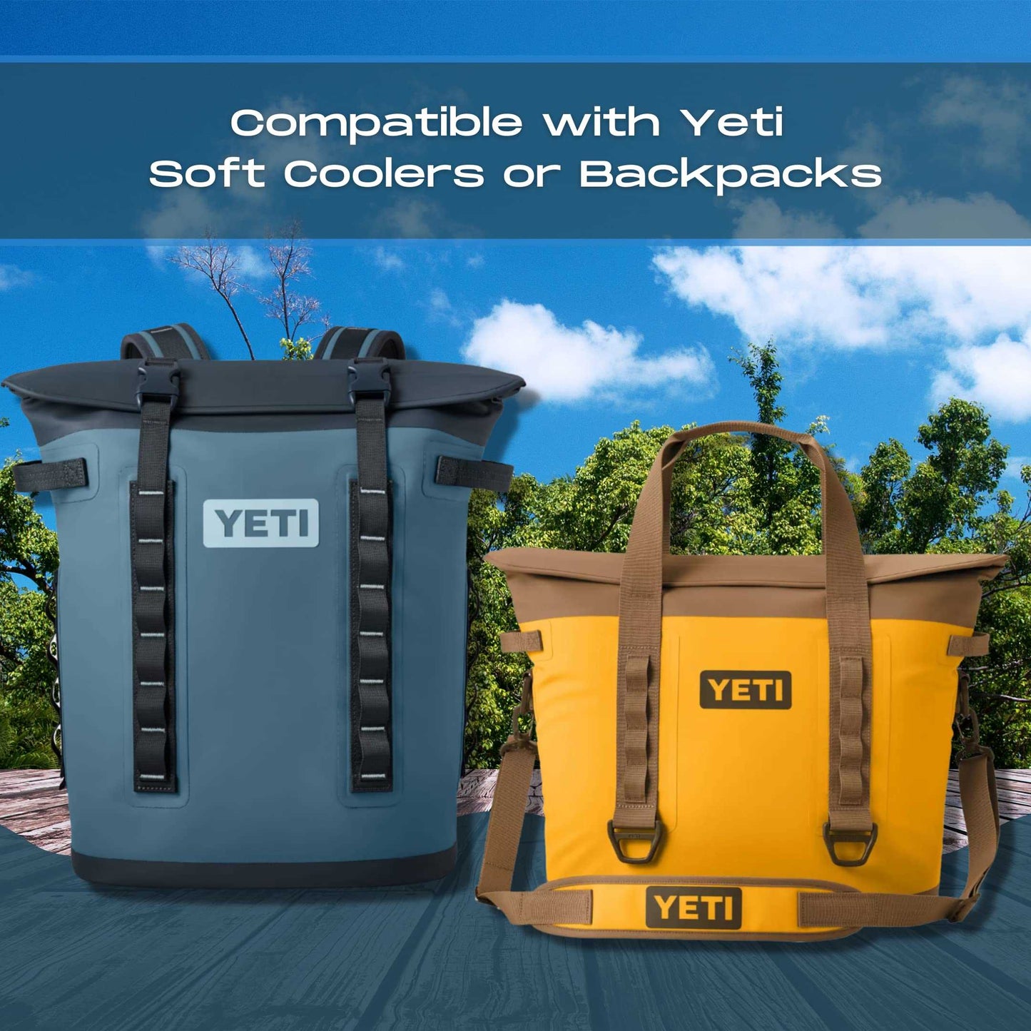 Sunglasses Holder Attachment Compatible with Soft Yeti Coolers & Backpacks with Straps - Accessorize Your Cooler or Backpack & Securely Hold Your Sunglasses - Made in USA!