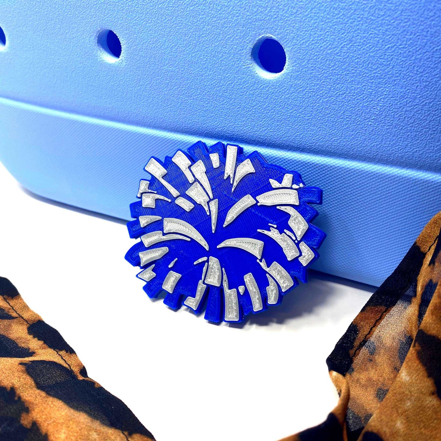 BOGLETS - Cheerleading Charm Compatible with Bogg Bags - Decorative Charm for Bogg Bags & Other Tote Bags Blue Pom Pom