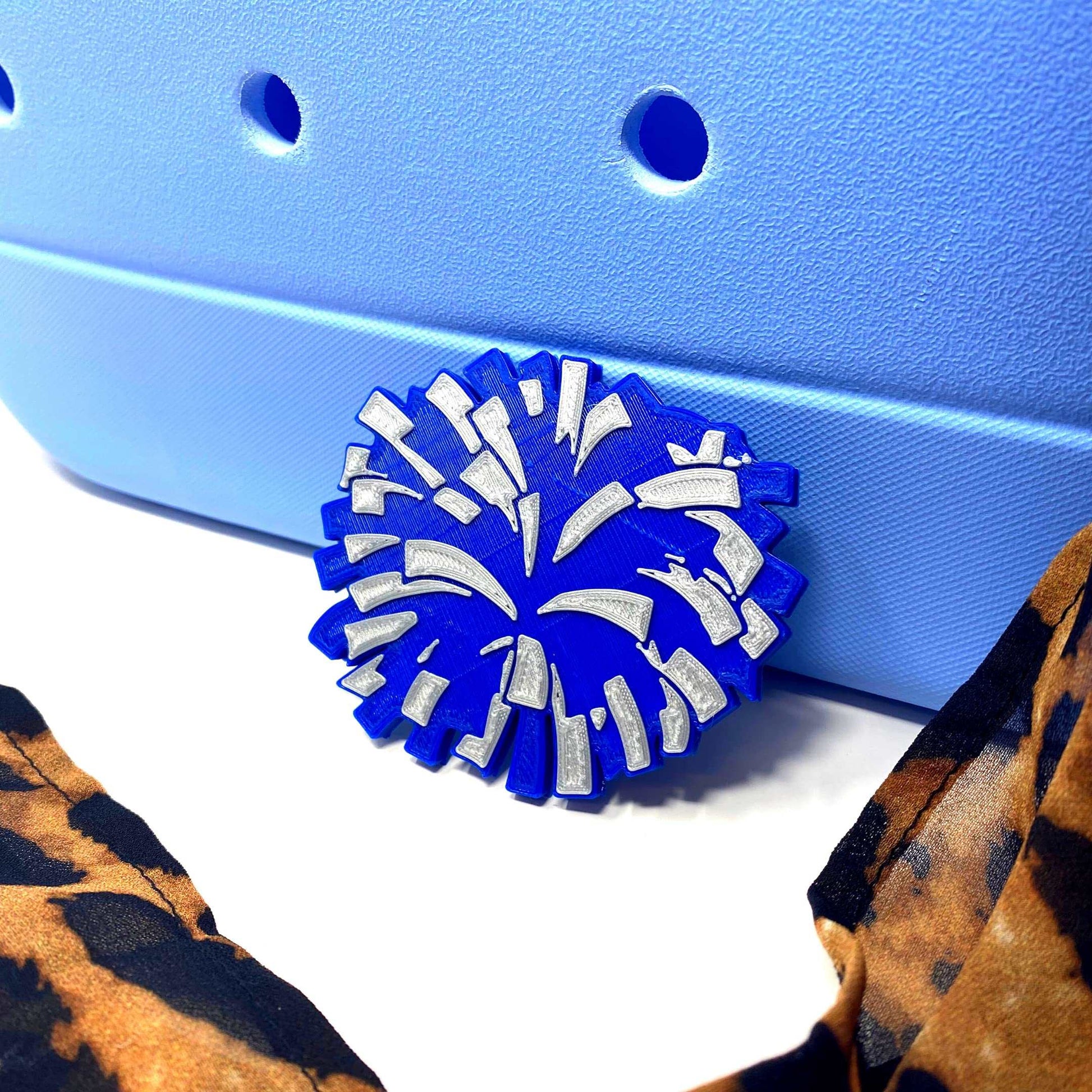 BOGLETS - Cheerleading Charm Compatible with Bogg Bags - Decorative Charm for Bogg Bags & Other Tote Bags Blue Pom Pom