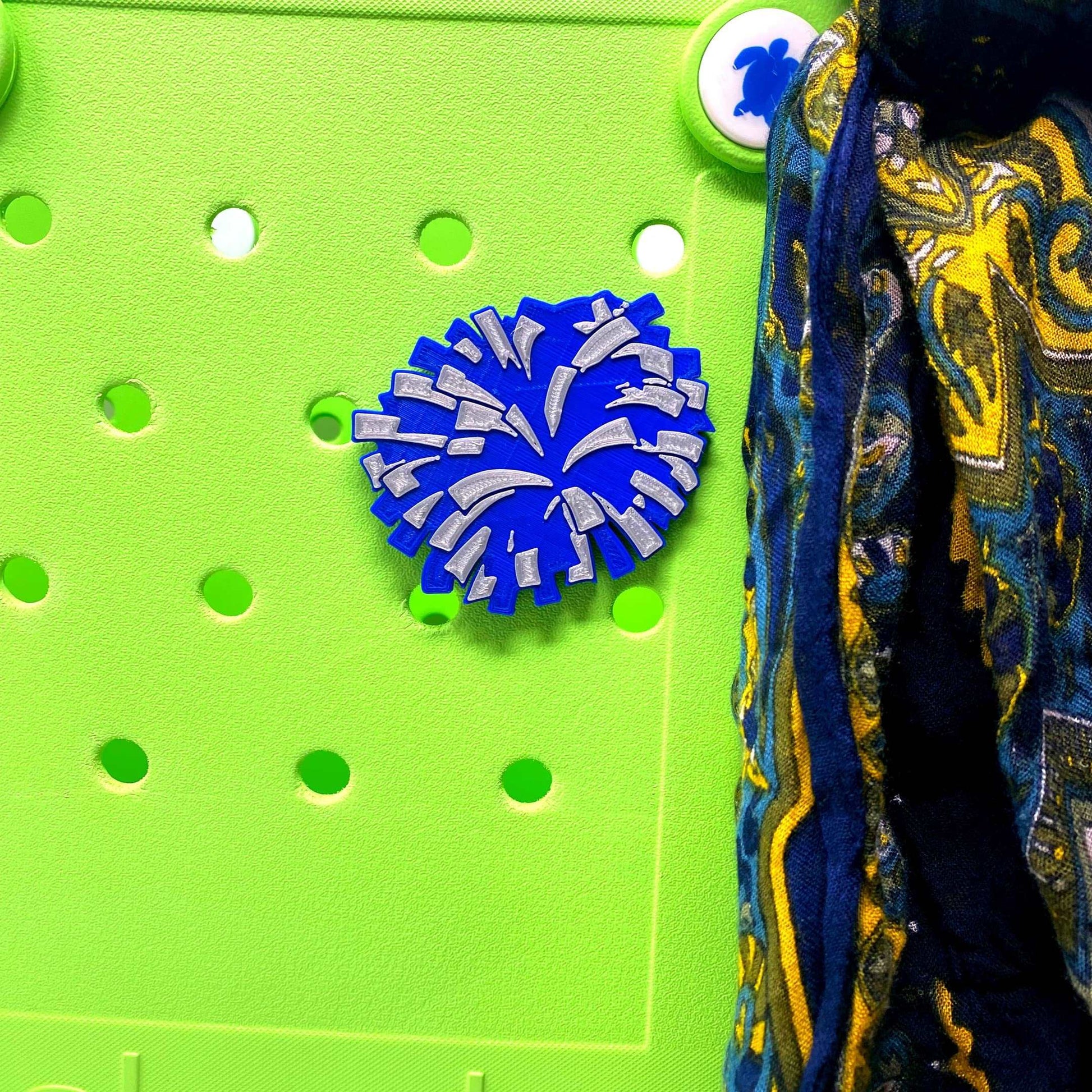 BOGLETS - Cheerleading Charm Compatible with Bogg Bags - Decorative Charm for Bogg Bags & Other Tote Bags Blue Pom Pom