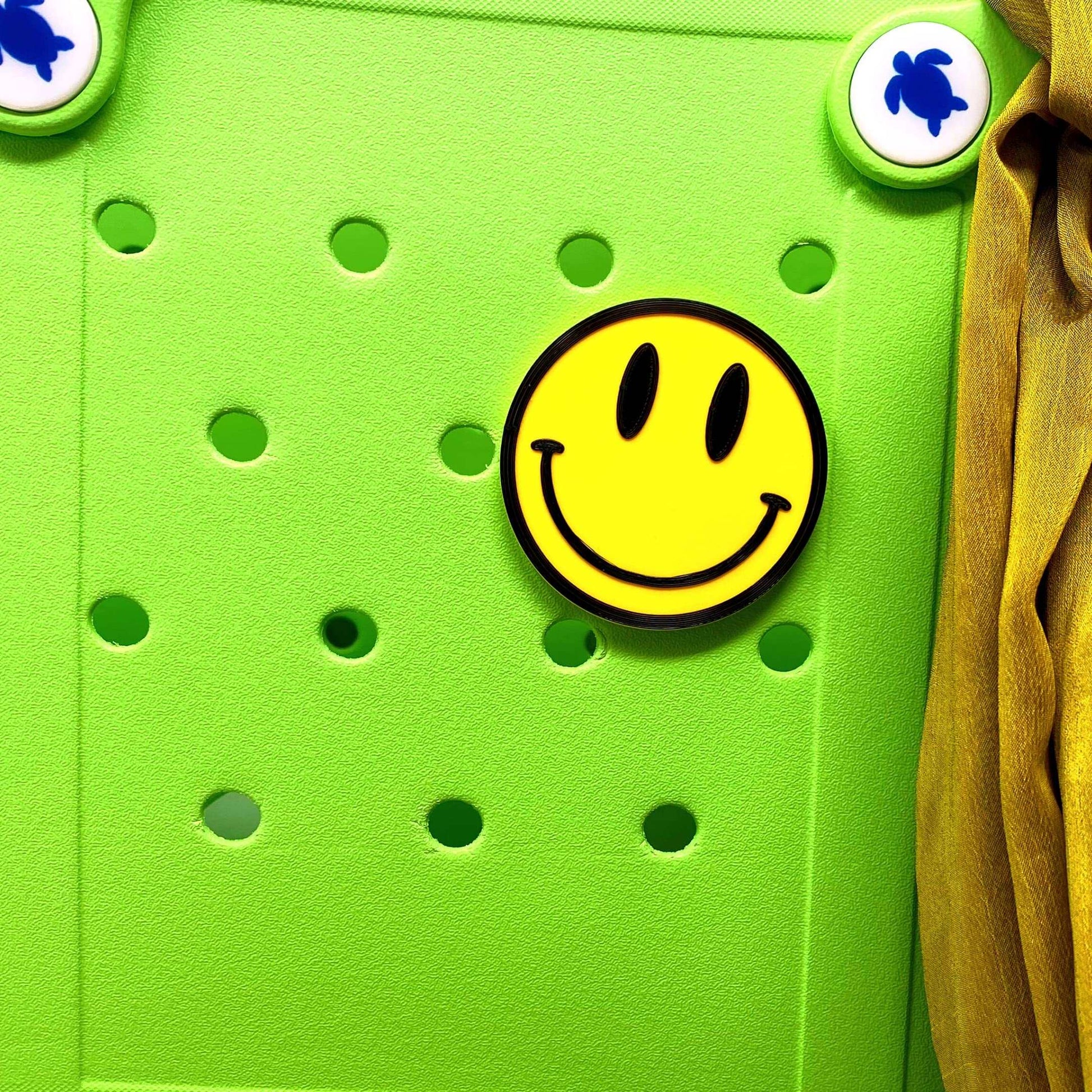 FRESHe BOGLETS - Smiley Emoji Charm - Decorative Charms - Compatible with Bogg Bags, Simply Southern and other Tote Bags. Smiley