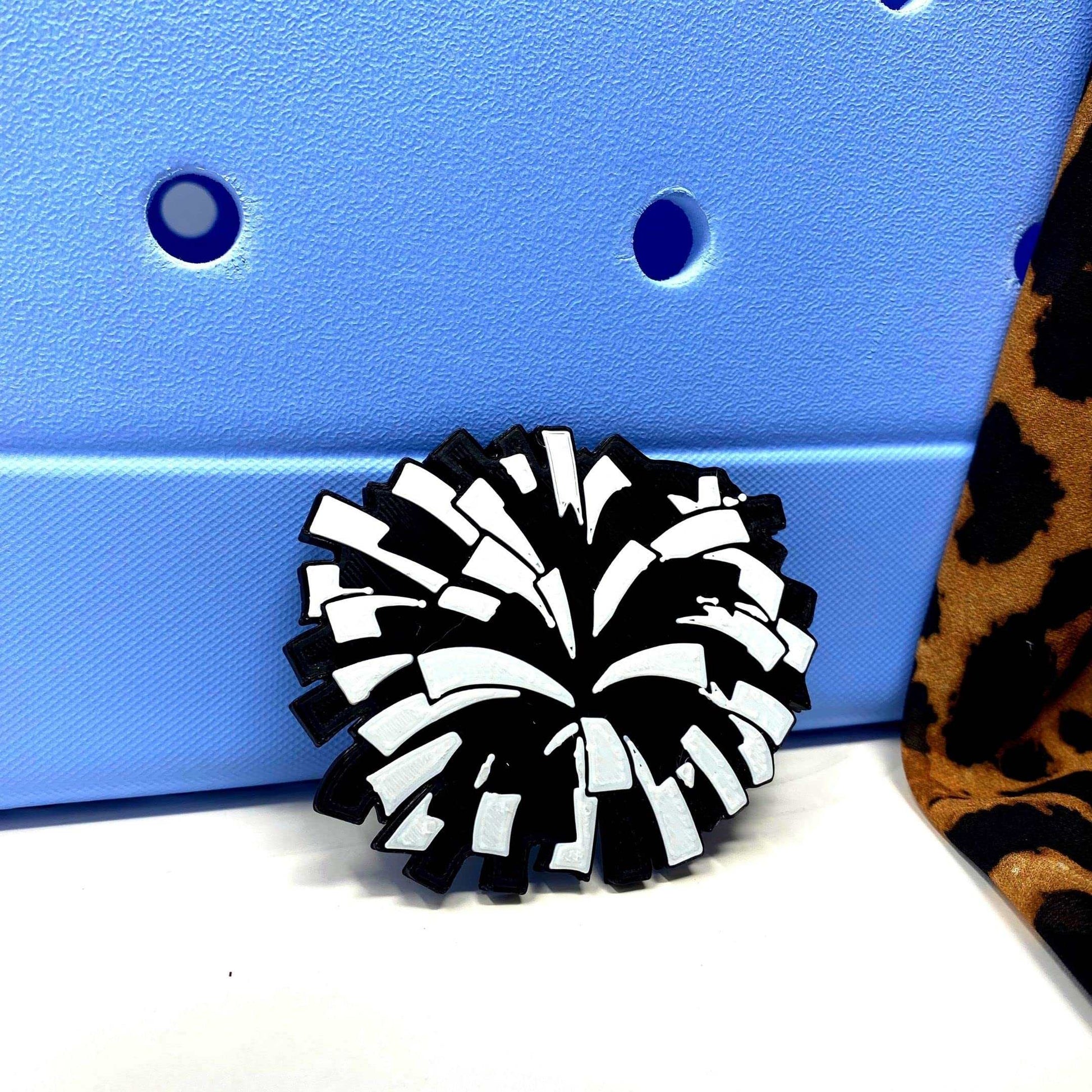 BOGLETS - Cheerleading Charm Compatible with Bogg Bags - Decorative Charm for Bogg Bags & Other Tote Bags Black Pom Pom