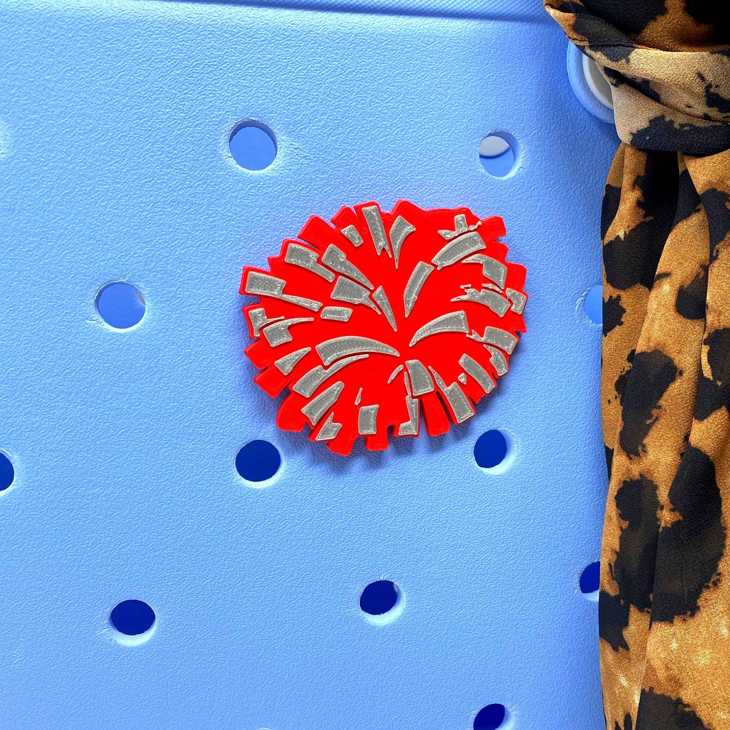 BOGLETS - Cheerleading Charm Compatible with Bogg Bags - Decorative Charm for Bogg Bags & Other Tote Bags Red Pom Pom