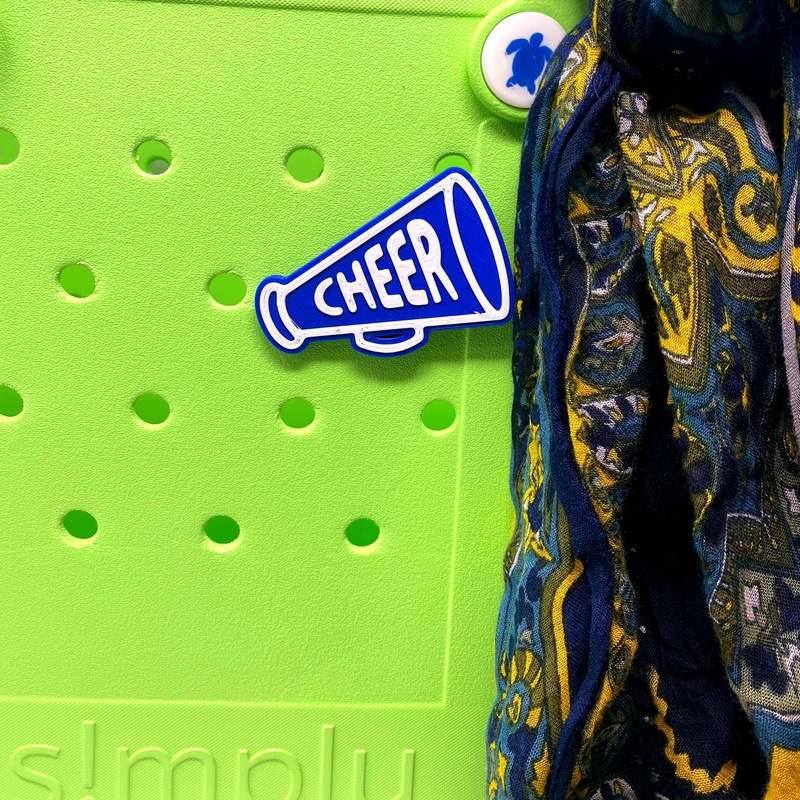 BOGLETS - Cheerleading Charm Compatible with Bogg Bags - Decorative Charm for Bogg Bags & Other Tote Bags Blue Megaphone