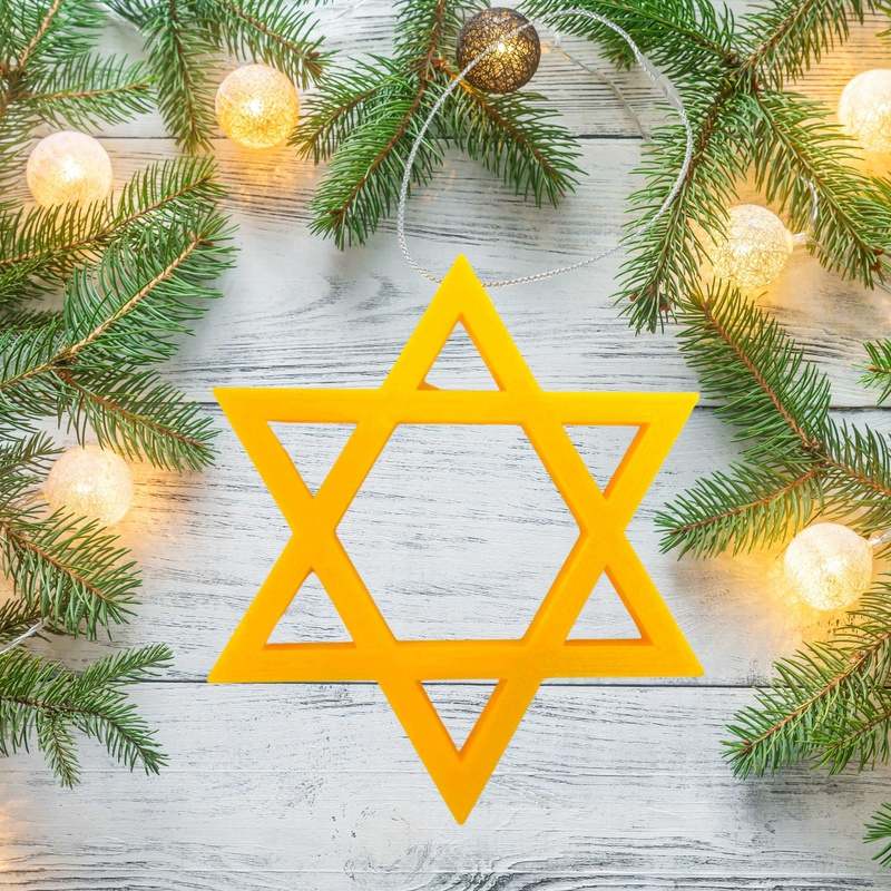 Jewish Star of David Christmas Ornament - Perfect Holiday Decoration or Gift - Decorate Your Christmas Tree! - Made in The US!