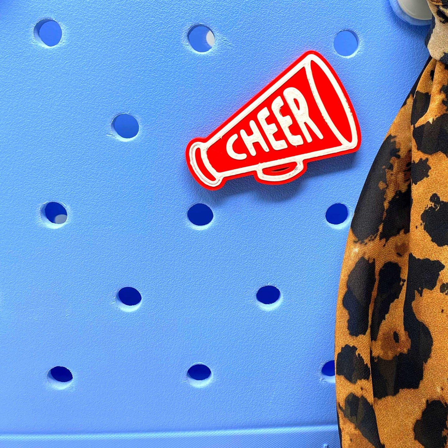 BOGLETS - Cheerleading Charm Compatible with Bogg Bags - Decorative Charm for Bogg Bags & Other Tote Bags Red Megaphone