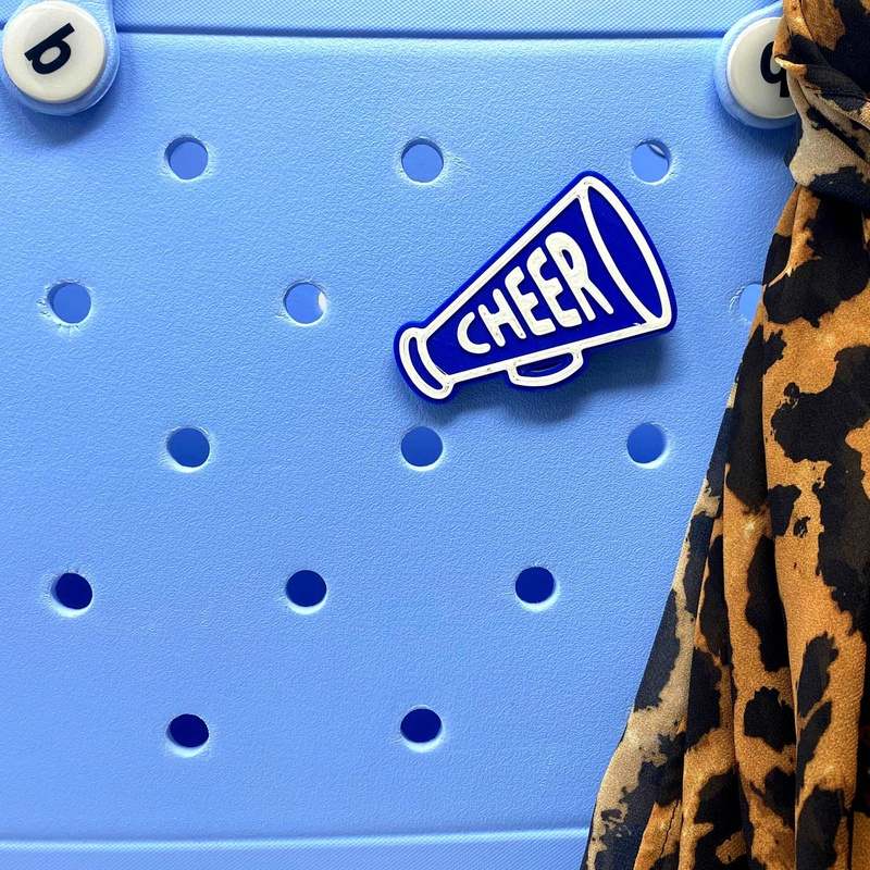 BOGLETS - Cheerleading Charm Compatible with Bogg Bags - Decorative Charm for Bogg Bags & Other Tote Bags Blue Megaphone