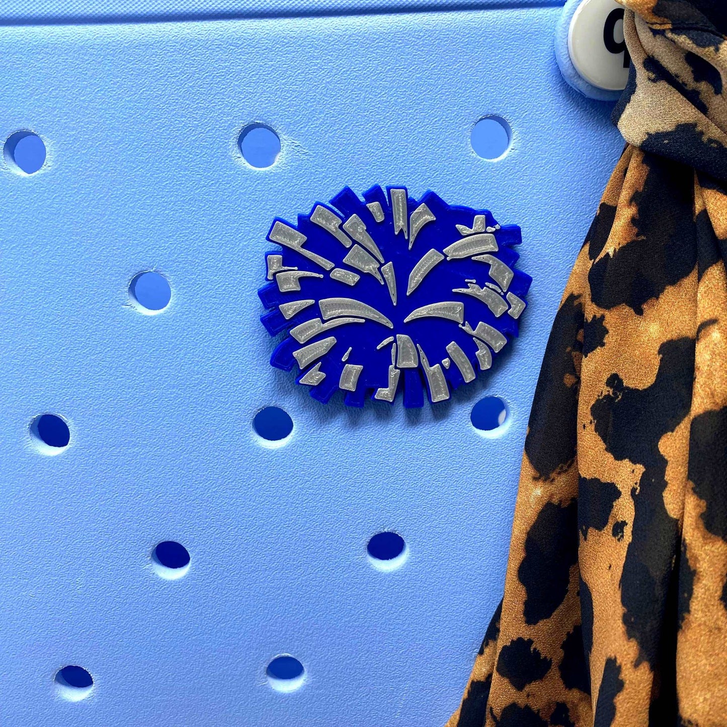 BOGLETS - Cheerleading Charm Compatible with Bogg Bags - Decorative Charm for Bogg Bags & Other Tote Bags Blue Pom Pom