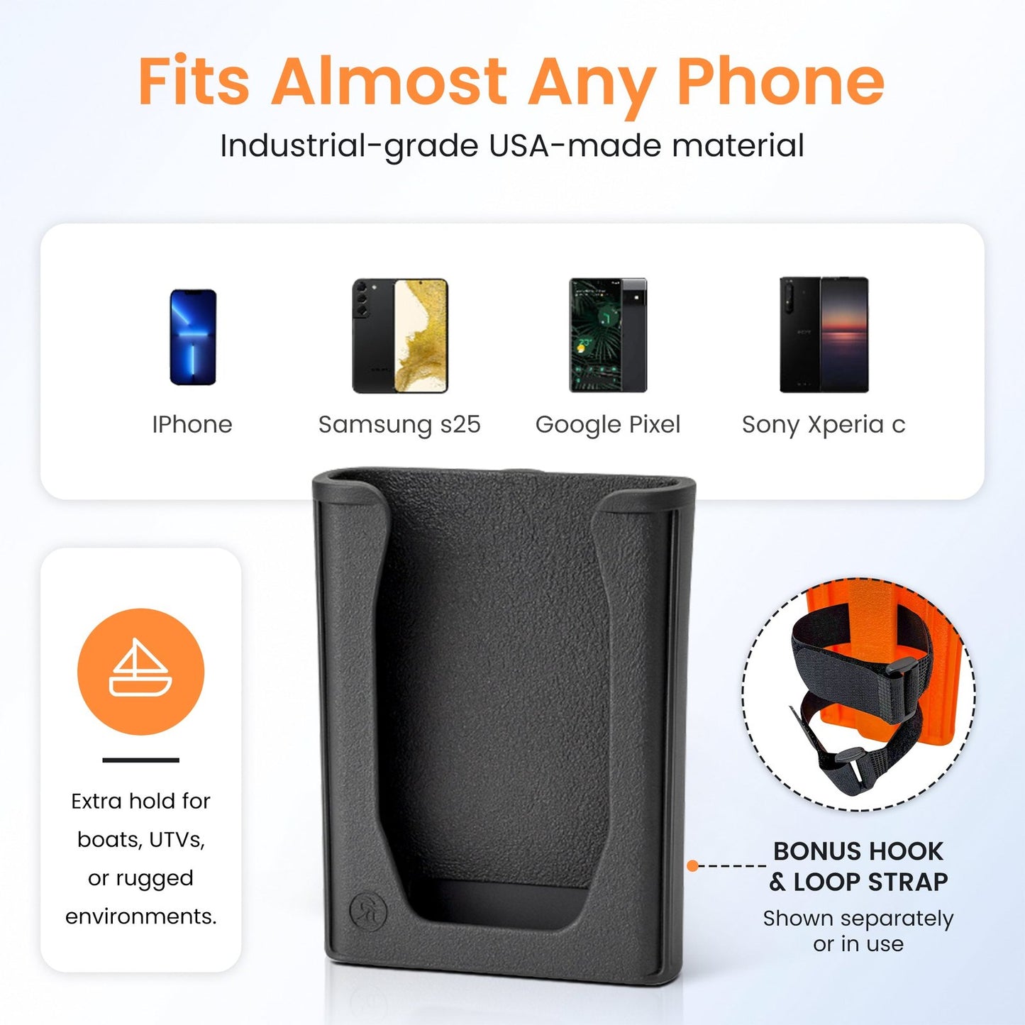 SoftJaw Magnetic Phone Holder – Universal Rugged Phone Mount for Work, Boats, Trucks, Camping, Pool Umbrellas & More | Super Strong Magnets + Bonus Strap