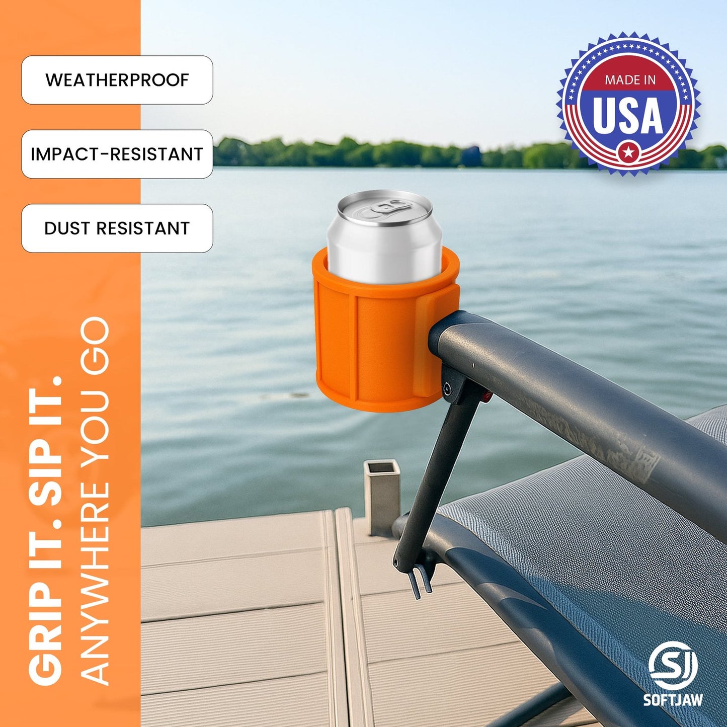 SoftJaw Slim Magnetic Cupholder | Heavy-Duty Rubber Tool Holder for Water Bottles & Cans