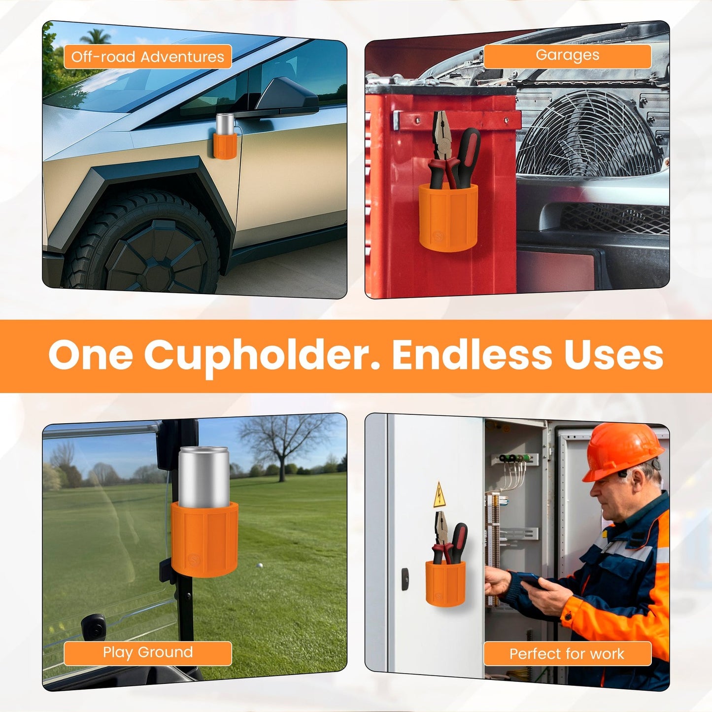 SoftJaw Slim Magnetic Cupholder | Heavy-Duty Rubber Tool Holder for Water Bottles & Cans