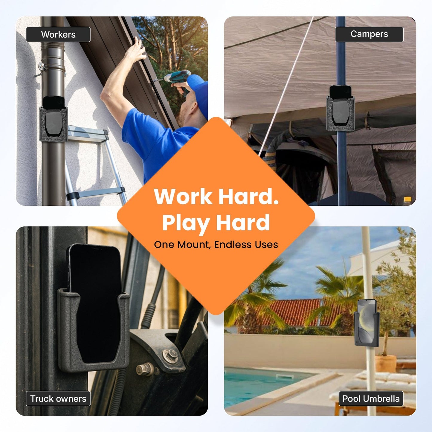 SoftJaw Magnetic Phone Holder – Universal Rugged Phone Mount for Work, Boats, Trucks, Camping, Pool Umbrellas & More | Super Strong Magnets + Bonus Strap
