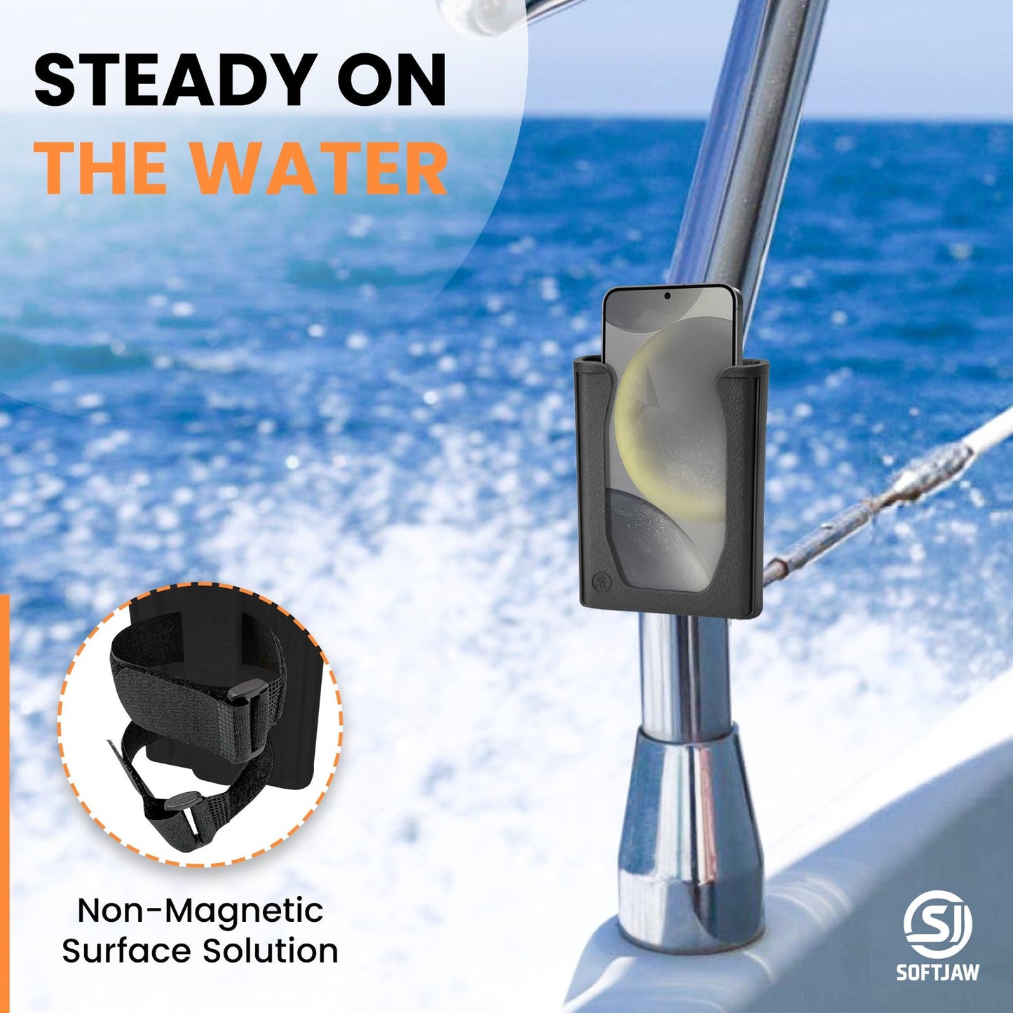 SoftJaw Magnetic Phone Holder – Universal Rugged Phone Mount for Work, Boats, Trucks, Camping, Pool Umbrellas & More | Super Strong Magnets + Bonus Strap