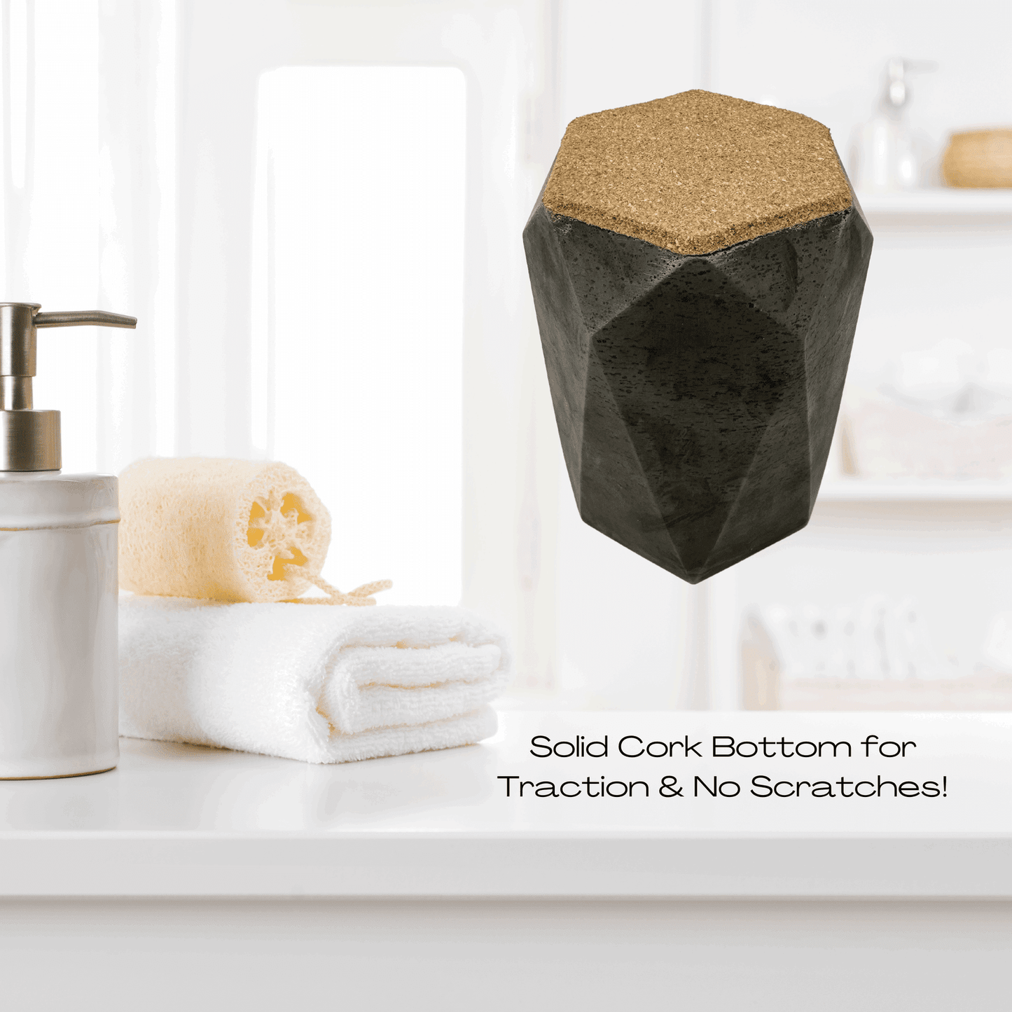 Chatelet Concrete Makeup Brush Holder Organizer | Geometric Design Bathroom Vase Perfect for Makeup Brushes, Utensils, or Toothbrushes