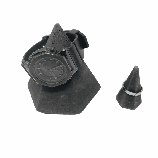 Concrete Mens Ring & Watch Holder - Rugged Cement Jewelry Display for Men - Great Gift for Men's Organization & Display - Made in USA!