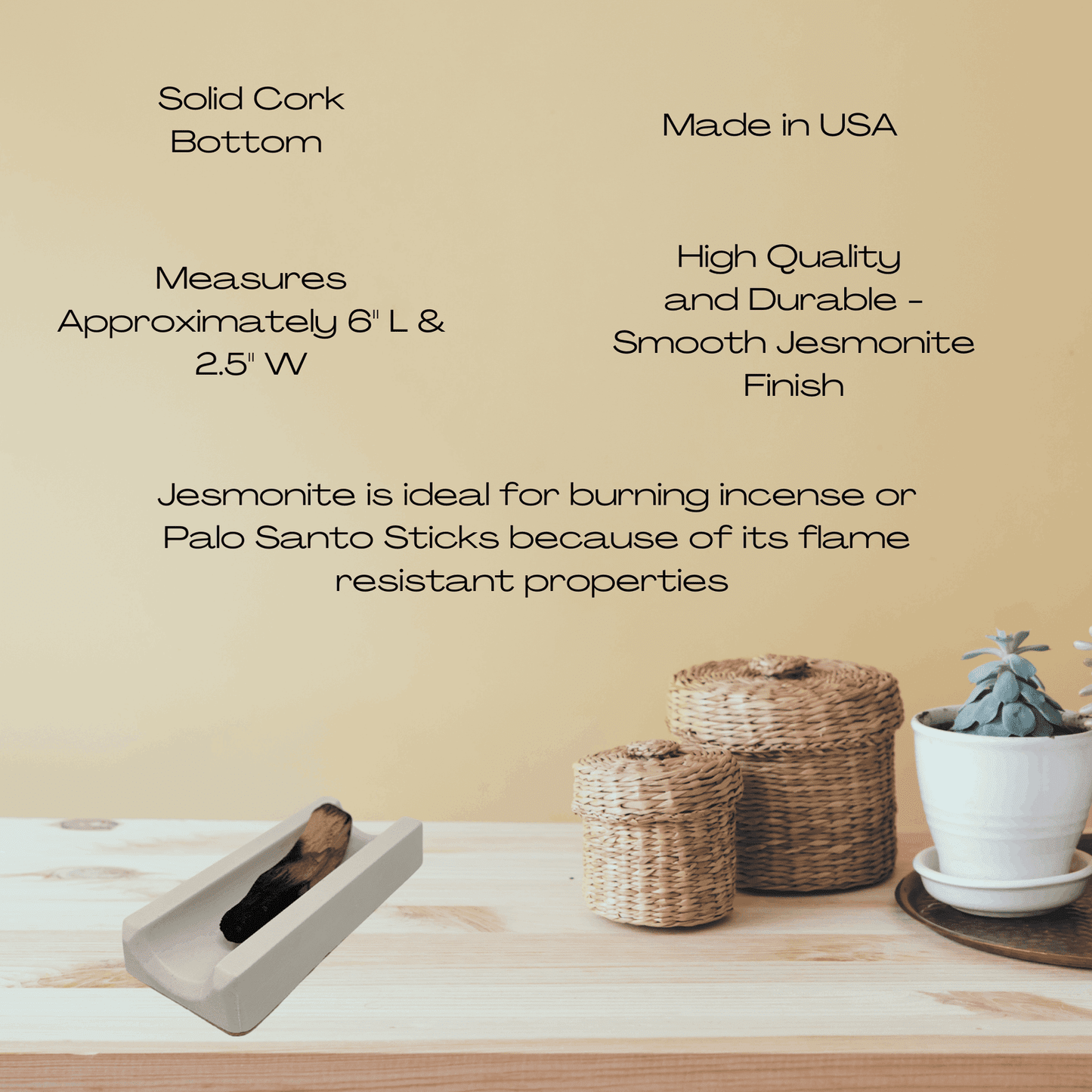 White Jesmonite Palo Santo Holder | Decorative Incense Burner Holder | Minimalist Design & Fire Resistant Material