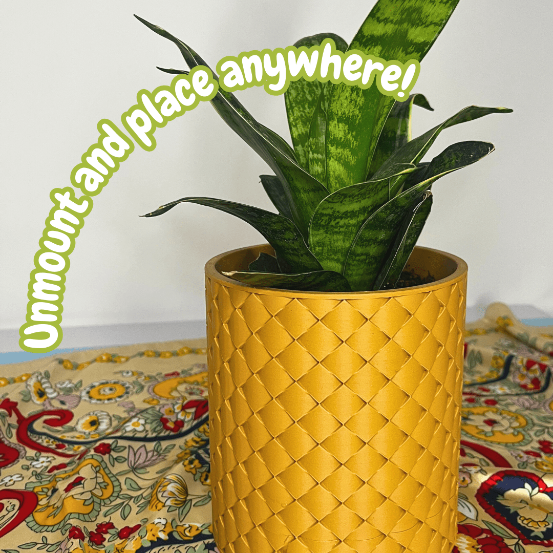 Quilted Design Wall Planter with Hidden Drip Tray | Wall Planter with Mounting Kit | Premium Collection Quilted Design