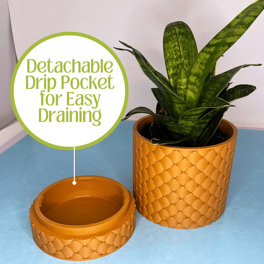 Quilted Design Wall Planter with Hidden Drip Tray | Wall Planter with Mounting Kit | Premium Collection Quilted Design