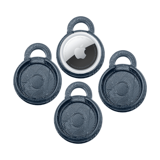 Universal Case & Mounting Kit for AirTags - 4 Pack - Easily & Quickly Mount AirTags Using Velcro, Tape, or Keychain - Black