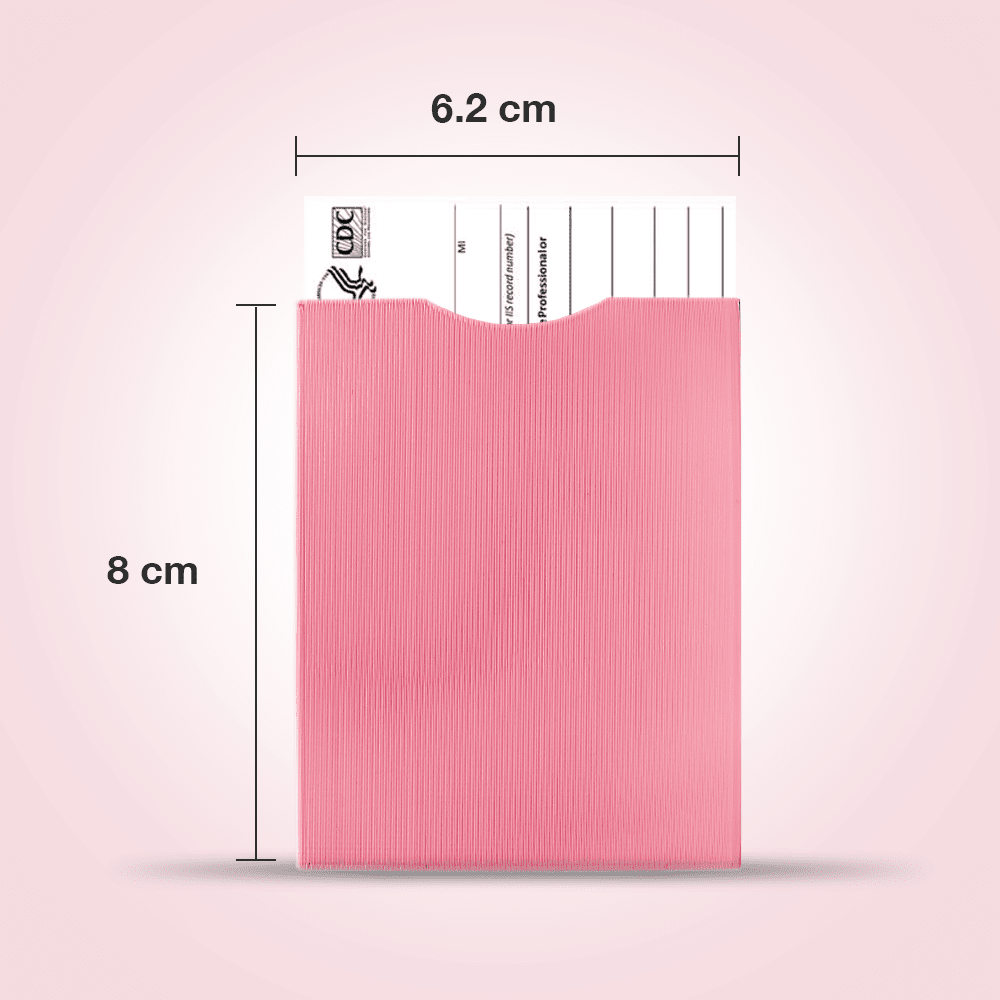 Pink Protective Sleeve for Vaccine Cards - Stylish & Durable Plastic Protective Cover for Easy Transport & Display - Made in USA
