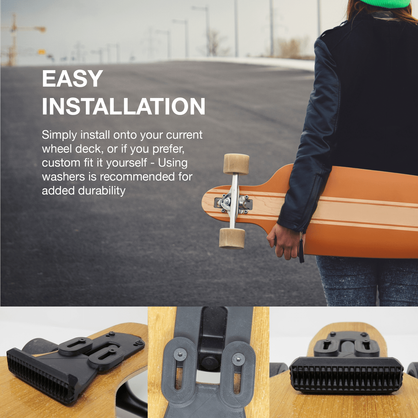 Low Profile Longboard or E-Skateboard Foot Stop - Improved Traction, Balance, and Control for Longboards or E-Skates - Greater Control Going Down Hills, Making Turns, and Maintaining Balance