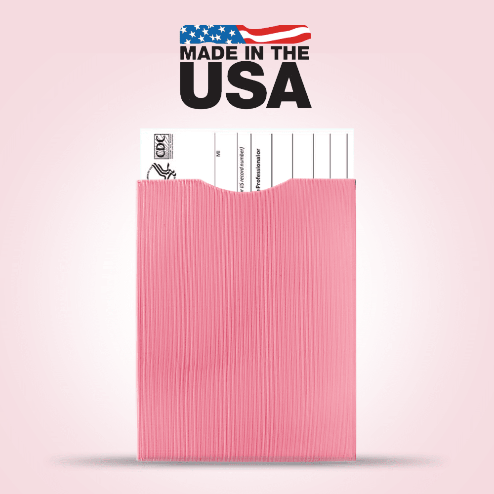 Pink Protective Sleeve for Vaccine Cards - Stylish & Durable Plastic Protective Cover for Easy Transport & Display - Made in USA