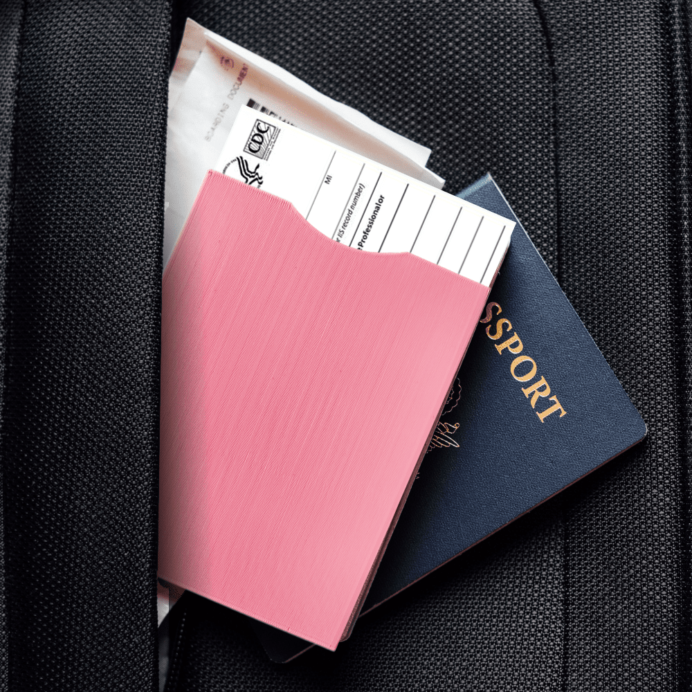 Pink Protective Sleeve for Vaccine Cards - Stylish & Durable Plastic Protective Cover for Easy Transport & Display - Made in USA