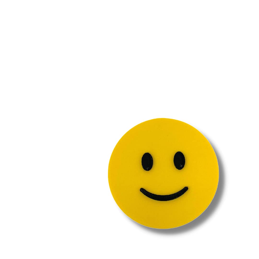 Emoji Smiley Face - Decorative Standalone Ideogram - Black and Yellow - Made in USA